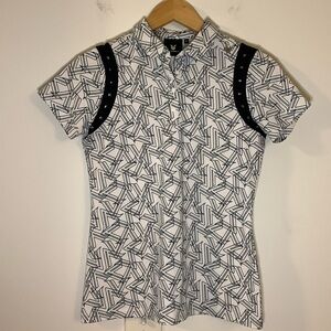 Nevermindall Short Sleeve Navy and White Collared Golf Shirt Women’s